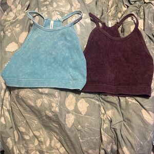 Zenana Outfitters Blue and Purple Crop Tops
